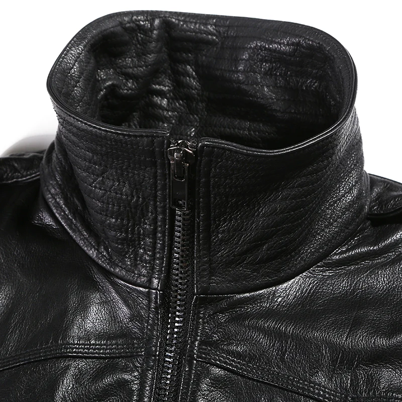 Male genuine cowhide leather short slim clothing men's henlry motorcycle biker jacket cowskin new coat 2017 | Мужская одежда