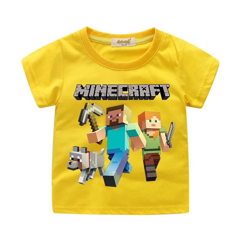 3D print Minecraft T-shirts for BABY Boys Girls Kids tops cotton t-shirt cartoon clothing Short Sleeve Children 2019 Summer Tees | Мать и