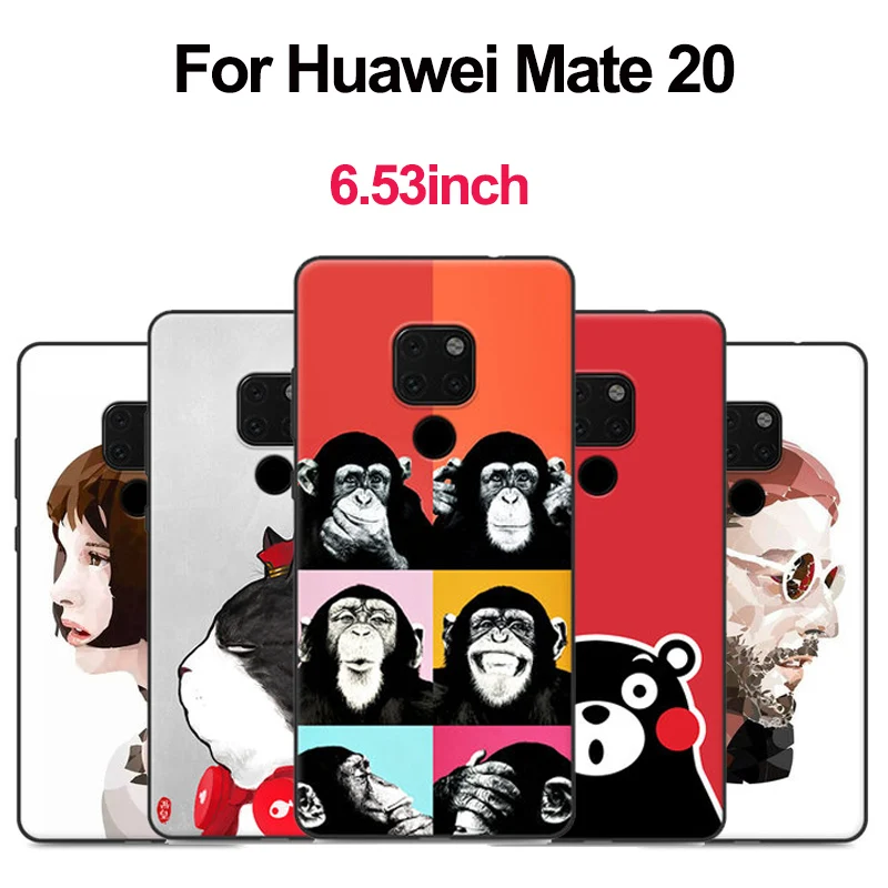 

Silicone coque For Huawei Mate 20 Case HMA-AL00 cover lover cartoon Painted soft phone case For Huawei Mate20 Protection Shell
