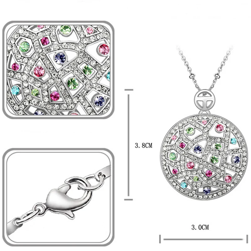 Женское Ожерелье с крупными круглыми кристаллами Swarovski SHDEDE подвески в винтажном
