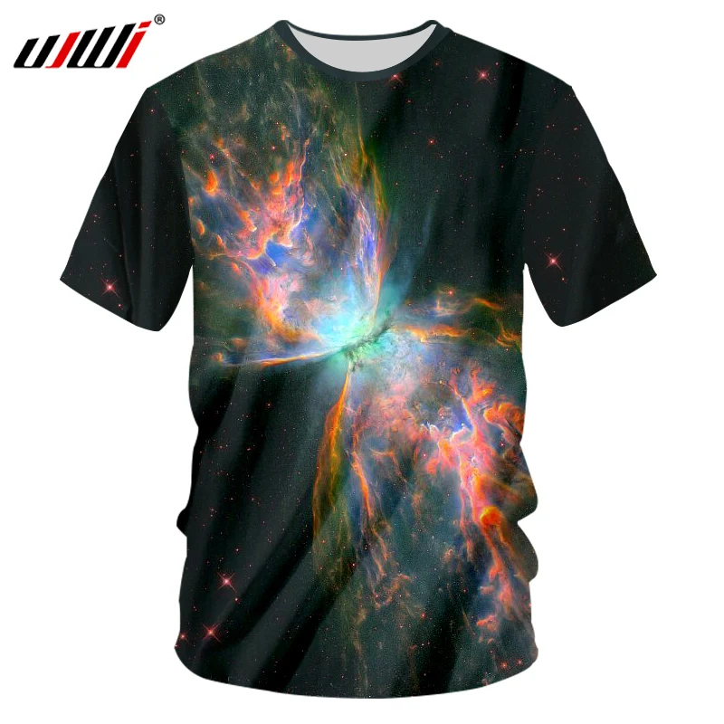 Футболка UJWI Galaxy мужская с 3D-принтом космоса и Вселенной брендовая одежда