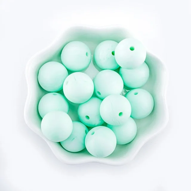 Mint 50 шт. пищевой жемчуг силиконовые бусины 12 мм детский прорезыватель Bpa пустышка цепи аксессуары DIY ювелирных изделий браслет детские игрушки - Цвет: Mint