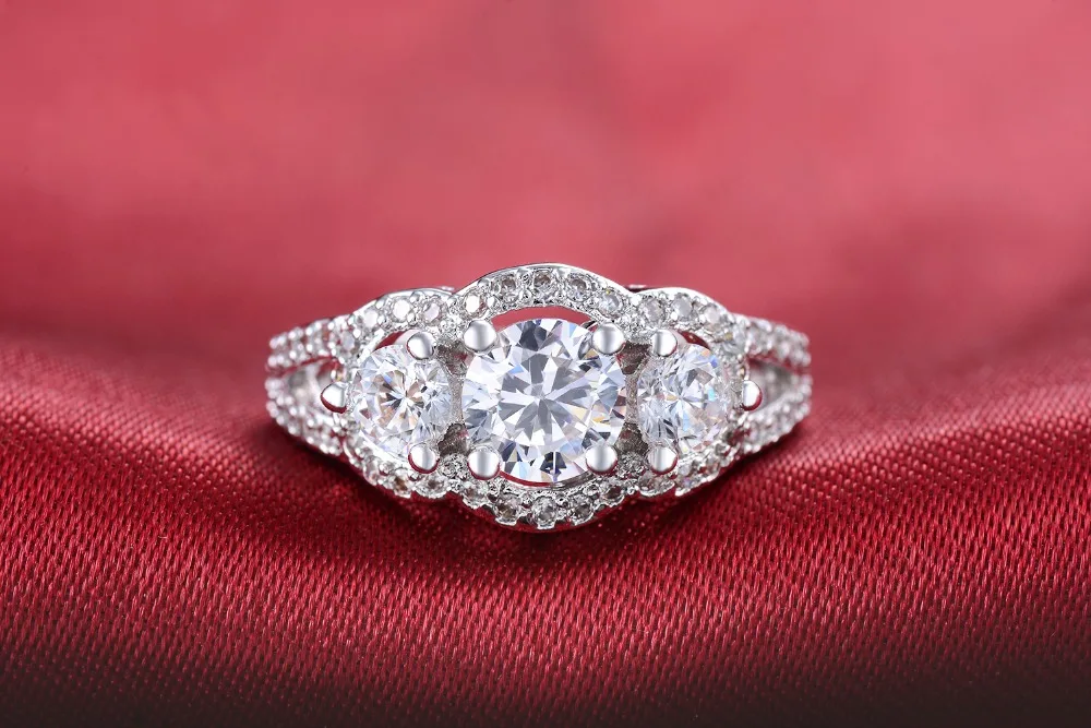 Женское Обручальное кольцо с кристаллами класса ААА белое золото DR173|engagement wedding