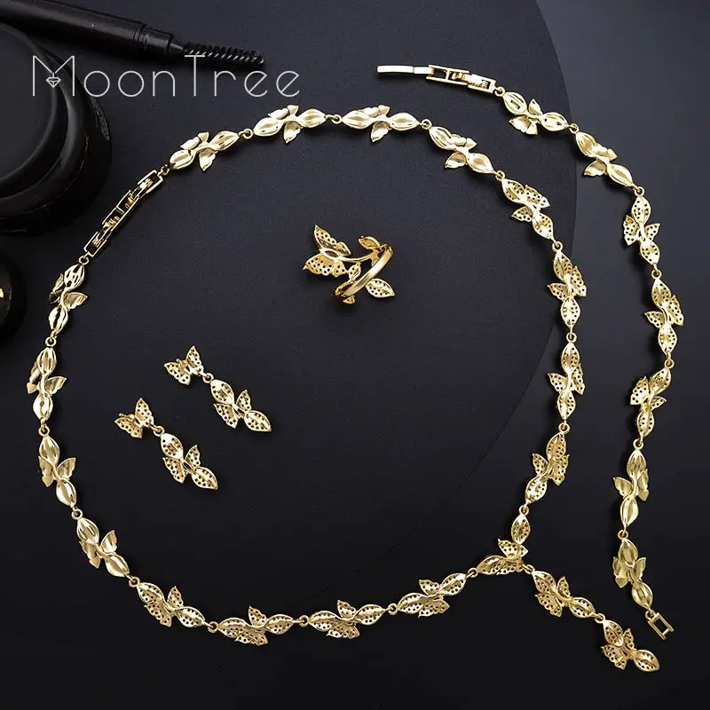 MoonTree кубический цирконий лист животное Бабочка Свадебное Обручальное ожерелье