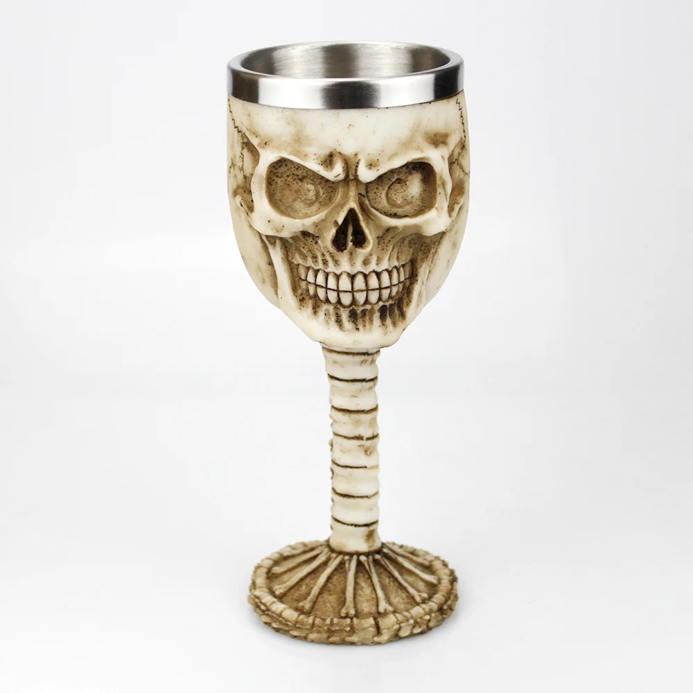 Винный бокал с 3d черепом и двойным слоем из нержавеющей стали смолы Готическая