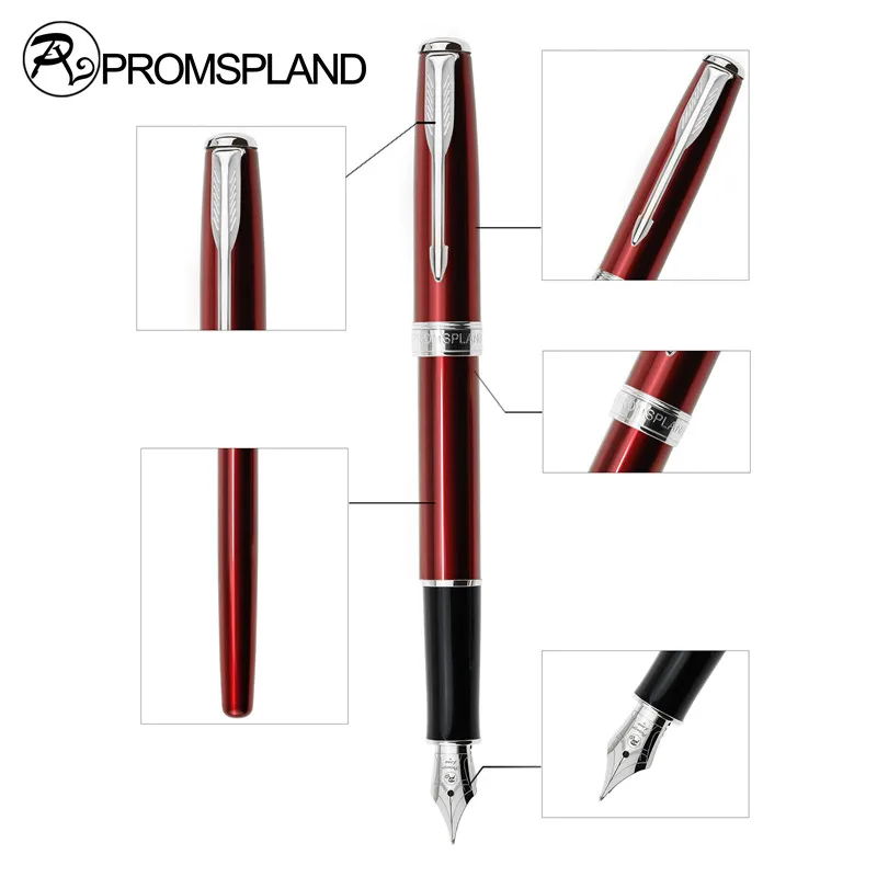 Promspland 1 шт./лот Роскошные авторучки красные ручки + 2 шт. чернил SAC Silve клип Марка