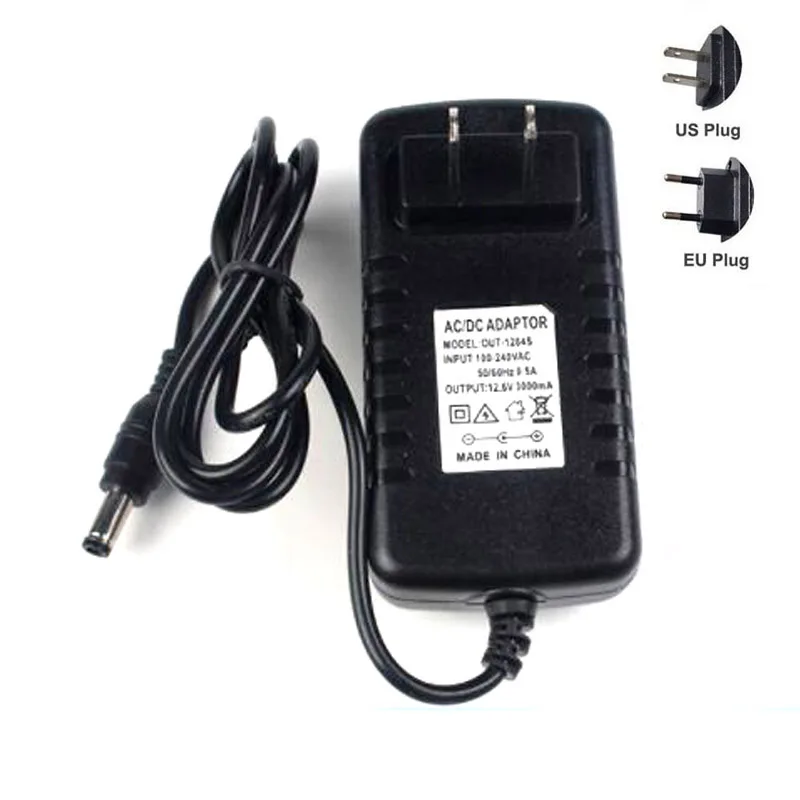 

12.6V DC 3A AC Wall Plug Fast Power Charger Adapter DC 5.5*2.1mm Lithium-ion Battery LED Indicator Lamps EU/US Plug