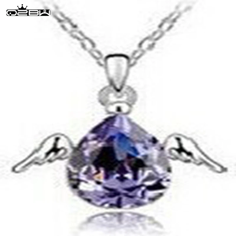 Новый Белый CZ Алмаз Ангельские Крылья Ожерелья & Подвески Женщины Ожерелье