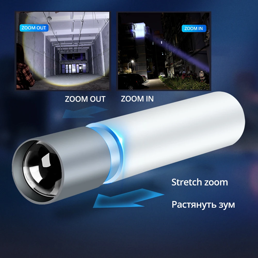 USB Перезаряжаемый простой Креативный светодиодный фонарик из алюминиевого сплава, 3 режима освещения, расстояние освещения 200 метров