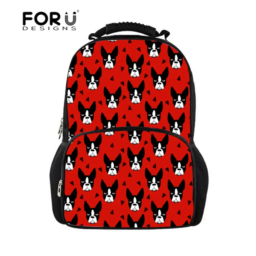 FORUDESIGNS/2 шт./компл. школьные сумки с принтом Бостон терьера для девочек детские
