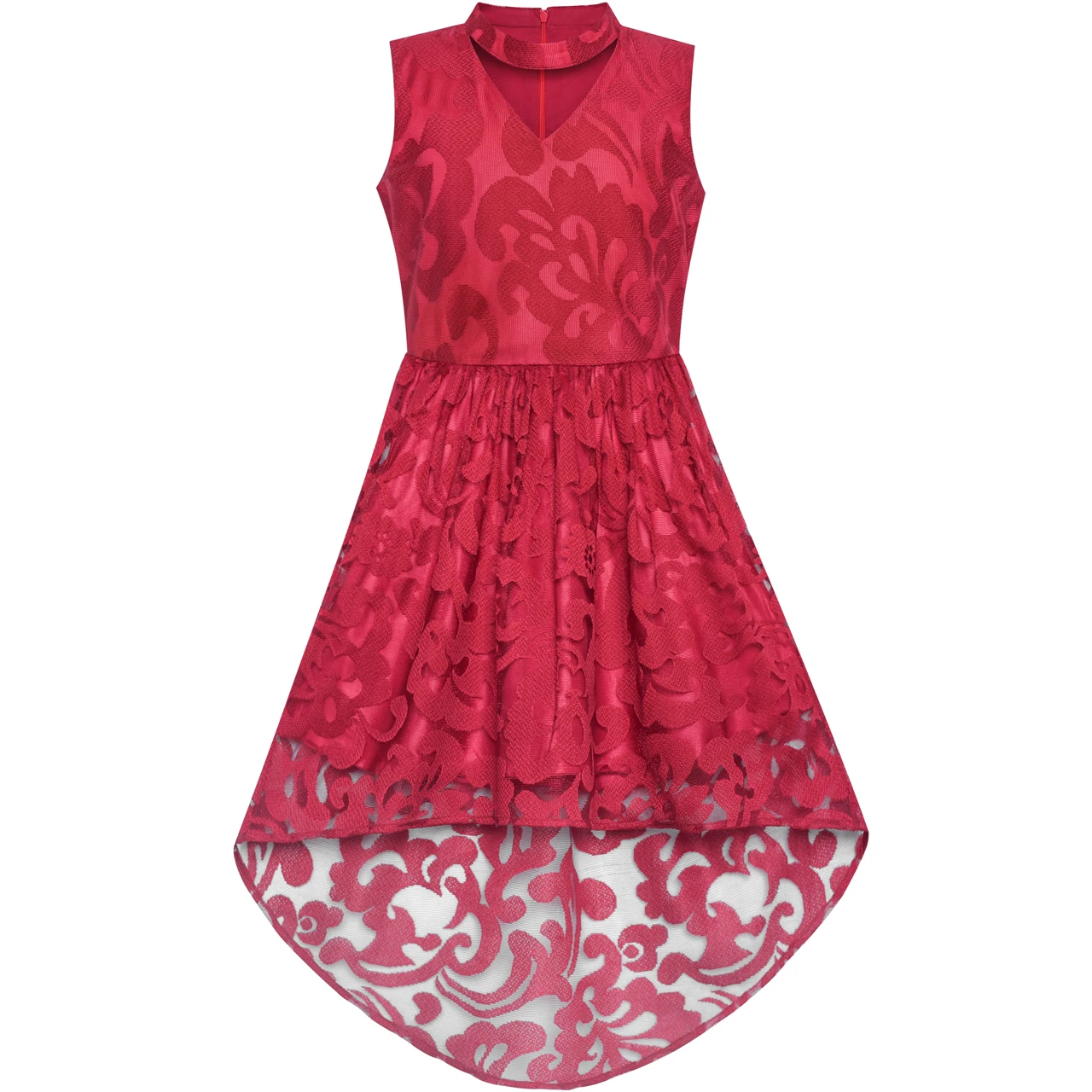 

Sunny Fashion платья для девочек новогодние костюмы Цветок Девушка Платье Бургундия Кружево Недоуздок Привет-низким Платье На танцах Вечеринка ...
