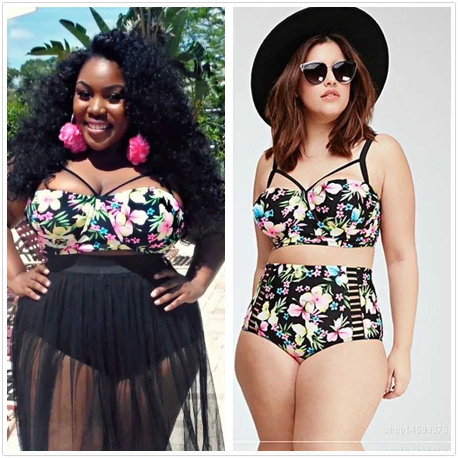 Женский купальник с цветочным принтом пуш ап мягкий бюстгальтер + газовая юбка