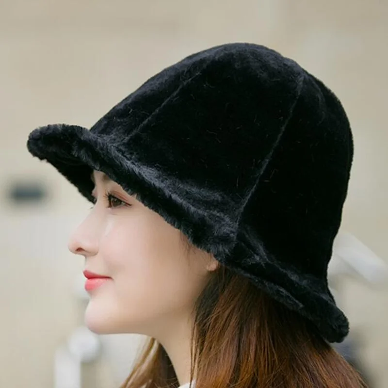 Зимняя женская плоская шапка меховые толстые теплые Панамы Повседневная