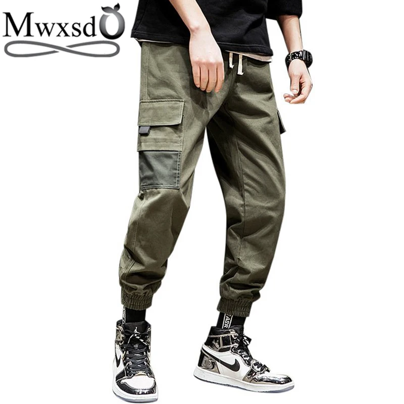 Mwxsd brand 2019 new mens military elastic waist harem pants men cotton causal cargo ankle banded XXl | Мужская одежда