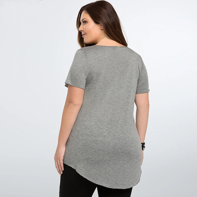 Женская футболка с блестками большие размеры 5XL 6XL Лето 2015 модная женская одежда