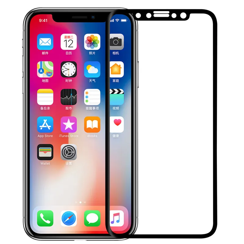 FEBIDEA закаленное стекло Защита для экрана iPhone X 3D полное покрытие с углеродным