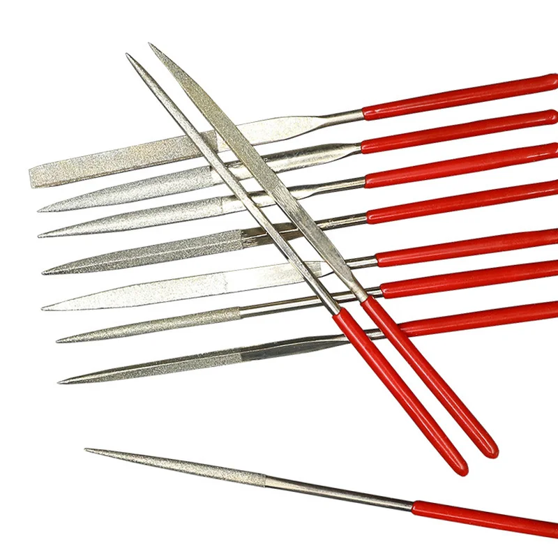 

10pcs Assorted File Set electroplating Gold steel stone file 3*140mm Diamond trimming