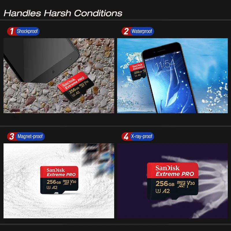Карта памяти SanDisk Extreme/PRO UHS I micro sd 400G 256G 128G 64G до 160 МБ/с./с скорость чтения 10 V30 U3 A2