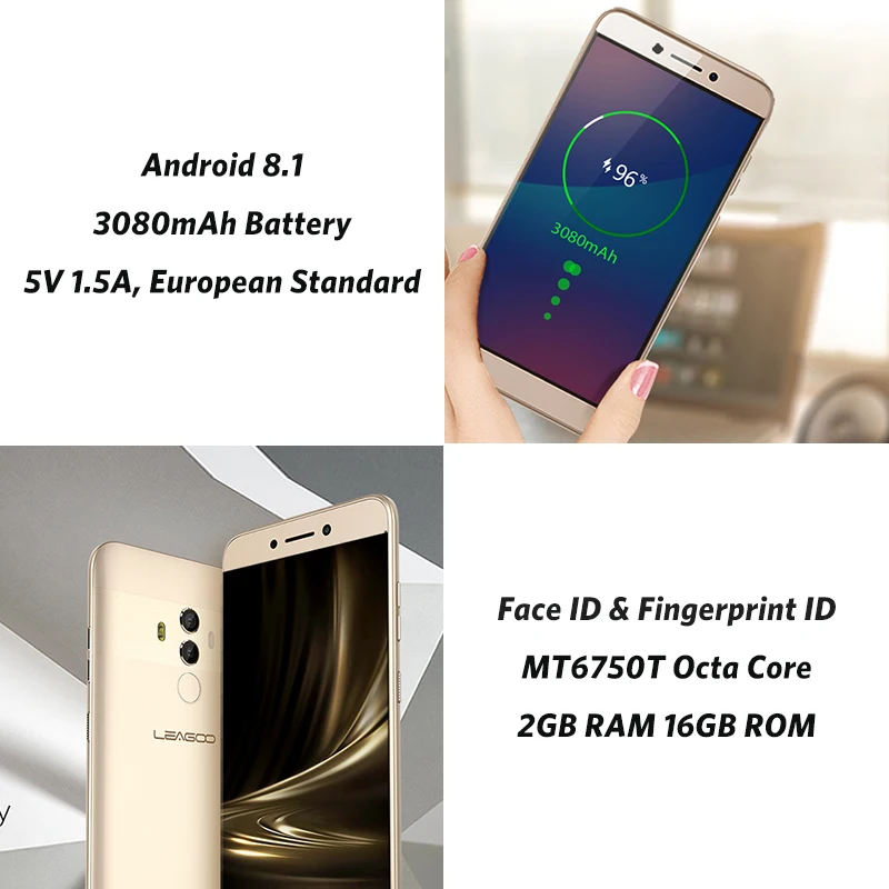 LEAGOO T8 2 Гб 16 мобильный телефон Android 8 1 5 ''incell экран FHD MTK6750T Octa Core Face ID 13MP двойная