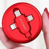 Красный Черный usb-кабель для зарядки mini 3 в 1 usb кабель 1 м Универсальный зарядный кабель для iphone xiaomi huawei samsung - Цвет: Красный