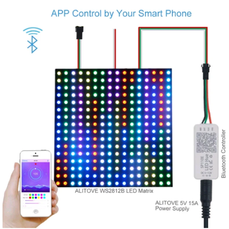Пиксельный Контроллер освещения SP110E WS2811 WS2812B ws2812 Bluetooth диммер SK6812 RGB RGBW APA102 WS2801