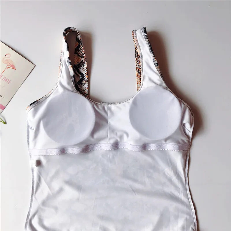

Sexy Snake print Push Up Beach Bodysuit Women Summer One-piece Padded Swimwear Swimsuit Beachwear Bikini Bathing Suit