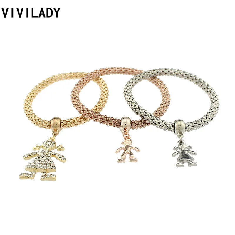 VIVILADY новинка Pulseira 3 шт. кристаллы AAA стразы подвеска для девочек эластичная