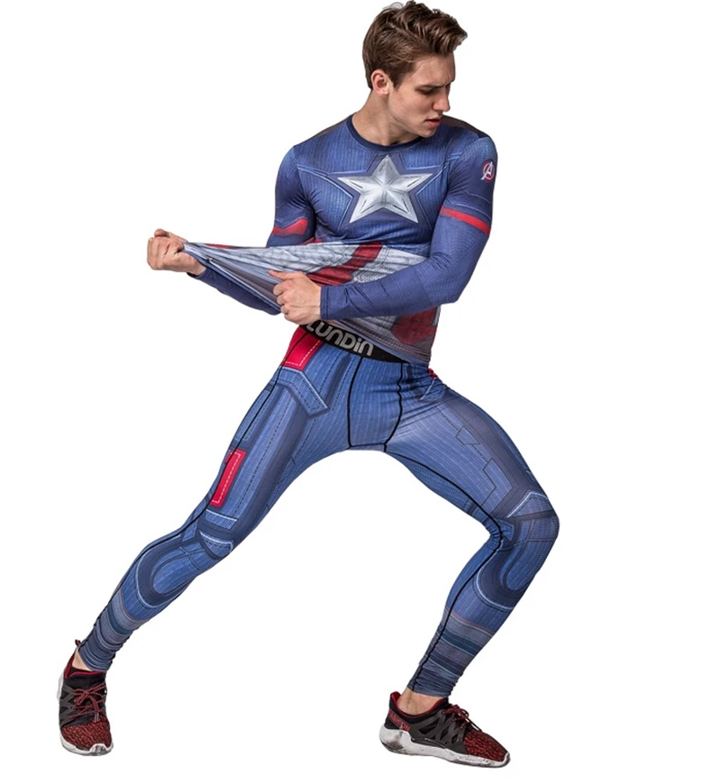 Мужские обтягивающие компрессионные комплекты для бега Черная пантера