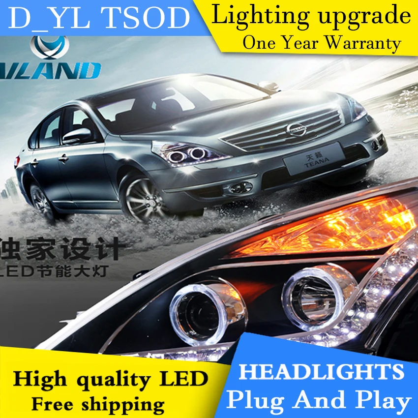 

D-YL Стайлинг автомобиля для Nissan Teana фары 2008-2011 Teana светодиодный DRL Bi Xenon объектив дальнего ближнего света парковка противотуманная фара