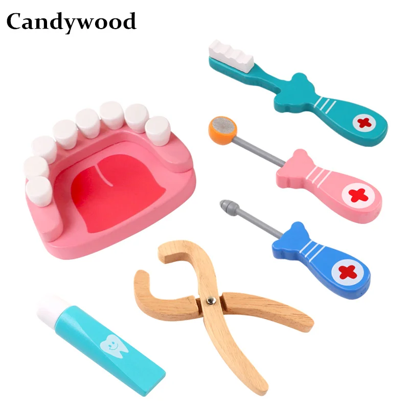 Candywood 6 шт./компл. деревянный Косплей доктора игра стоматологические ролевые