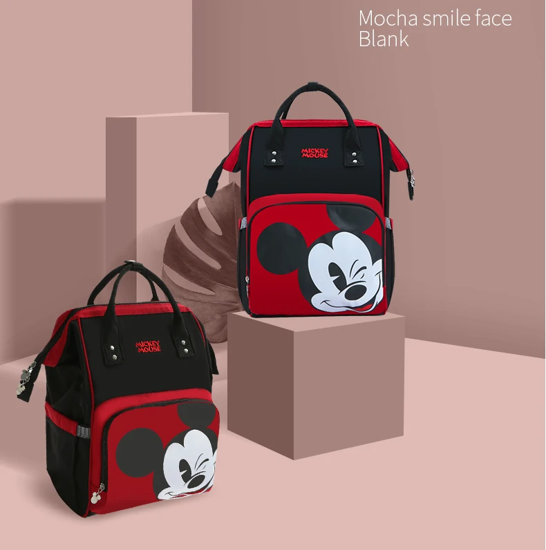 Disney красный рюкзак для подгузников с Минни Маус, сумка для мамы, Женская многофункциональная сумка для подгузников, детская usb-бутылочка, изоляционная Сумка для беременных