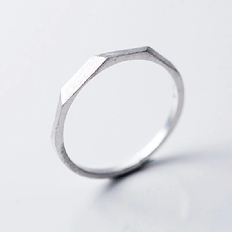 Silver rings Сплошной чистый 925 пробы Серебряный Простой перстень для женщин матовый классический ремешок тонкие кольца Свадебные украшения подарок - Цвет основного камня: Silver rings