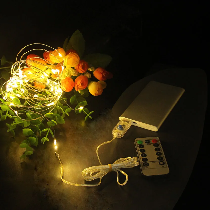 USB 5V 8 Modes Remote control 100LED 50LED SMD Sliver Light Waterproof String Fairy Lamp For Party Wedding Holiday LED Dec | Лампы и