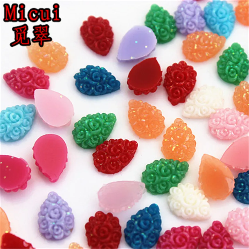 Micui 100 шт. 7*10/10*14 мм разноцветные каплевидные розы полимерные стразы каменные