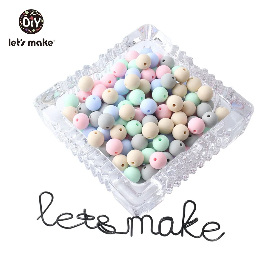 Let's Make-Cuentas de silicona para beb&eacute;s, 12mm, 100 unidades, Serie de 5 colores, regalo para Baby Shower, mordedor de silicona sin BPA, cuentas para manualidades, amuleto de lactancia-0
