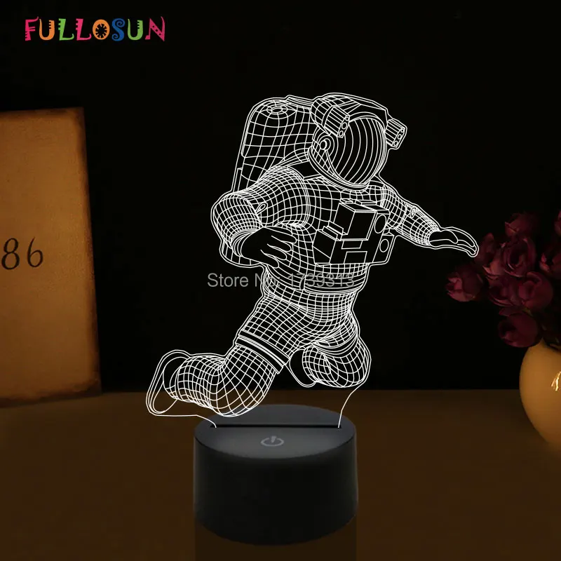 Ночник с 3D космонавтом, 7 цветов, светодиодный, иллюзионный, визуальный, Ночной светильник, для детской спальни, украшение, спальный светильник