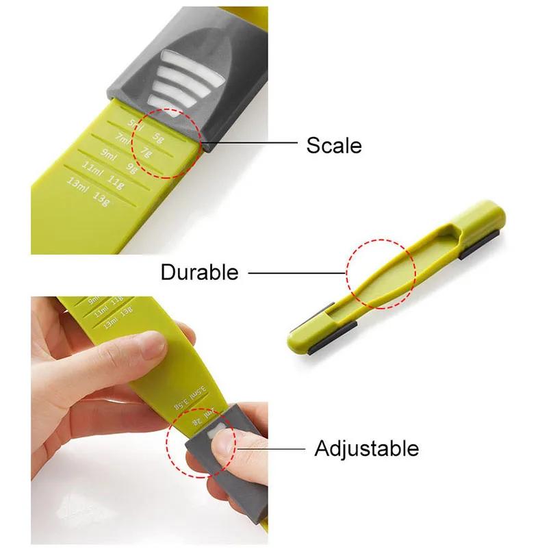 Plastic Adjustable Measuring Spoon Different Double-end 8Stalls with Scale show Slip Cover Metering spoon Baking Seasoning Tool | Дом и сад