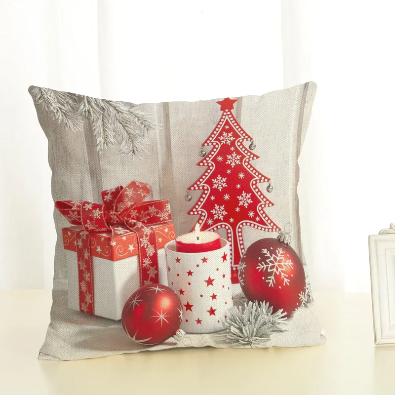 Merry Christmas Decorations for Home Square Linen Cover Cushion New Gift Decoration Pillowcase Ball Pattern | Дом и сад