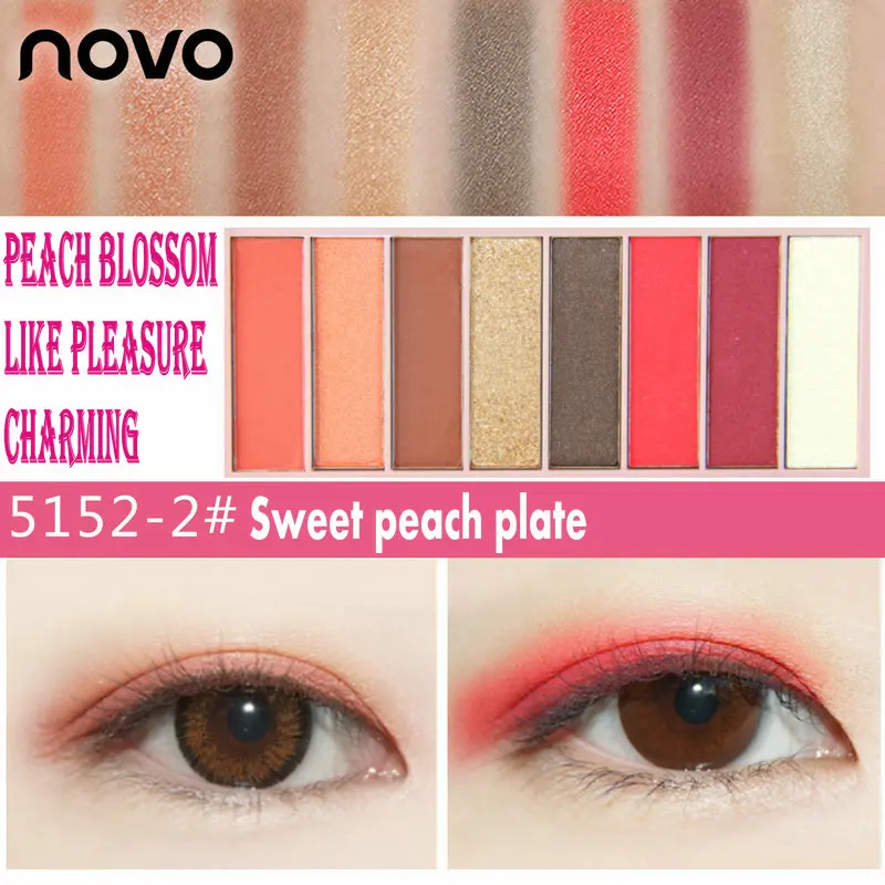 Диск для теней NOVO цветной теплый телесный с сердцем 8 цветов|colorful eye shadow palette|shadow