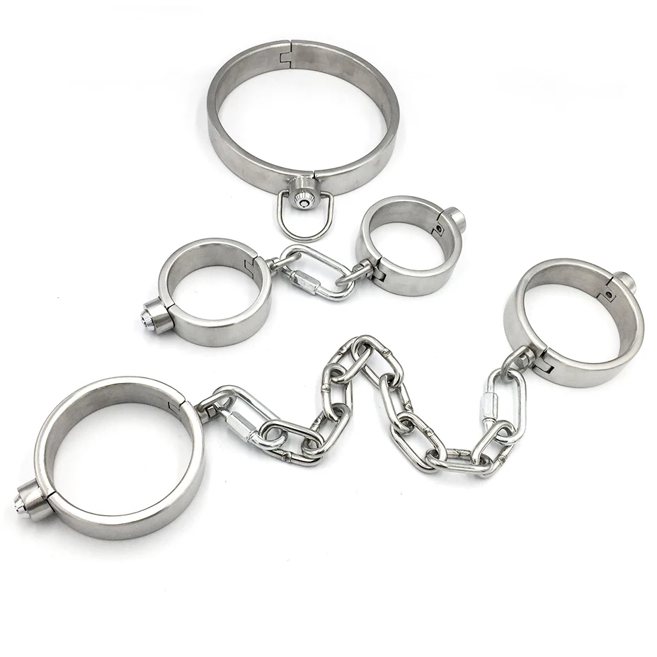 3pcs/Set Hand Ankle Cuffs Slave Collar Adult Games Stainless Steel Bondage Kit BDSM Tools Metal Handcuffs Sex Toys For Couples | Красота и