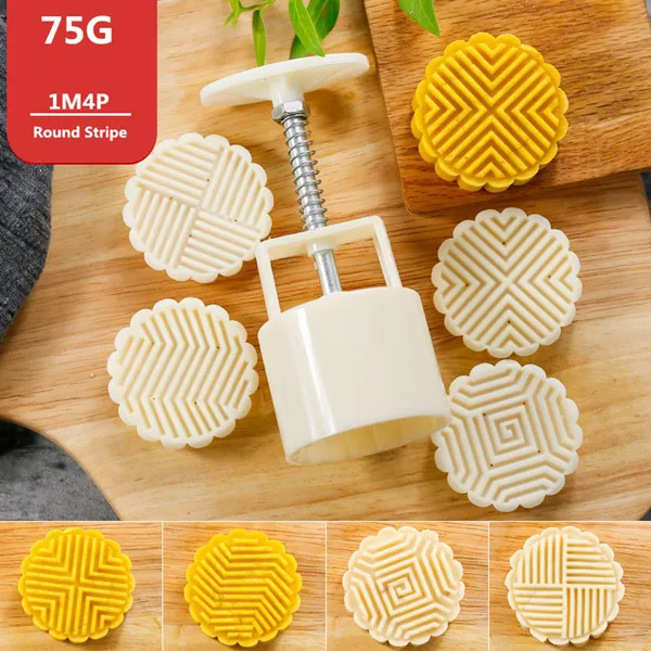 75g 1M4P 50 г 63 г 75 г 100 г цветы Mooncake плесень Набор DIY Mooncake инструменты Пластиковые Кондитерские плунжеры Ручной пресс форма для лунного пряника инструмент для выпечки - Цвет: 75g 1M4P