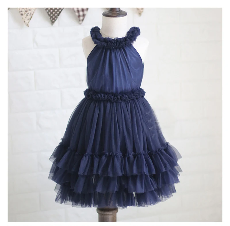 Кружевное платье для девочек летнее стильное Пышное многослойное принцессы без