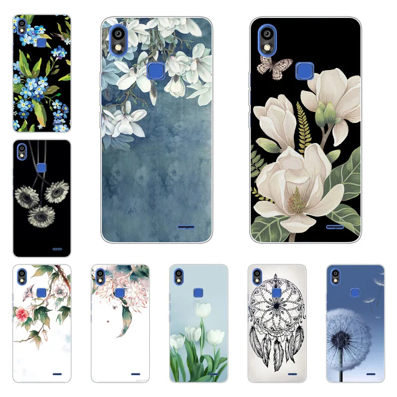 Чехол Infinix Smart 2 HD X609 силиконовый белый мягкий чехол из ТПУ с цветочным рисунком