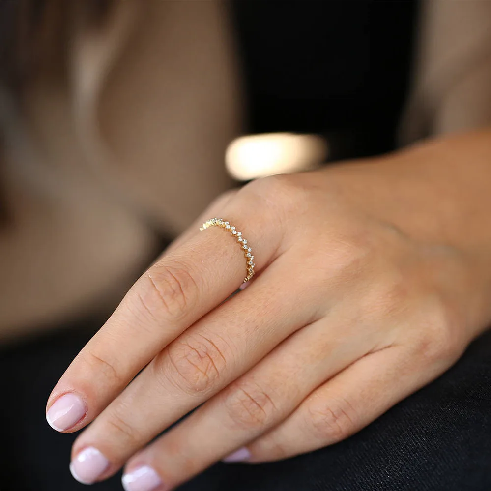

LASAMERO круглая огранка 0.4CTW натуральный бриллиант 14k желтое золото полная фотография обещание юбилей обручальное кольцо для нее