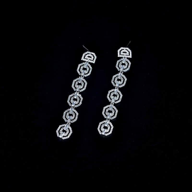 Be 8 Classic Crystal Dangle Octagon Shaped Earrings Long Statement Earring for Women Birthday Gift E531