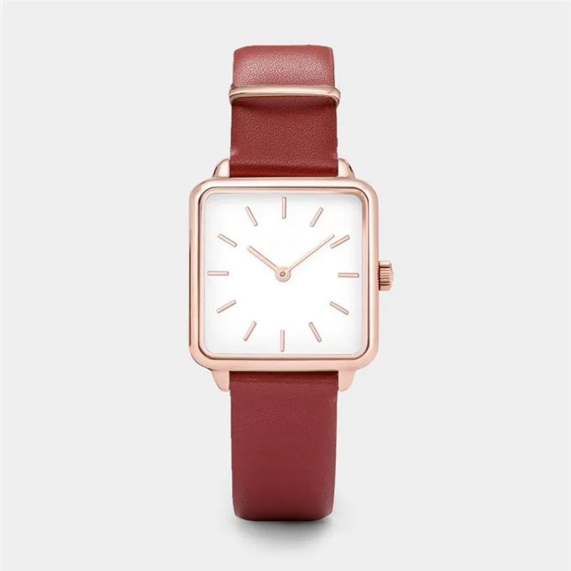 Простой квадратный циферблат кожаный ремешок кварцевые часы Классический женский супер тонкий чехол браслет Мода корейский relogio feminino часы - Цвет: A03