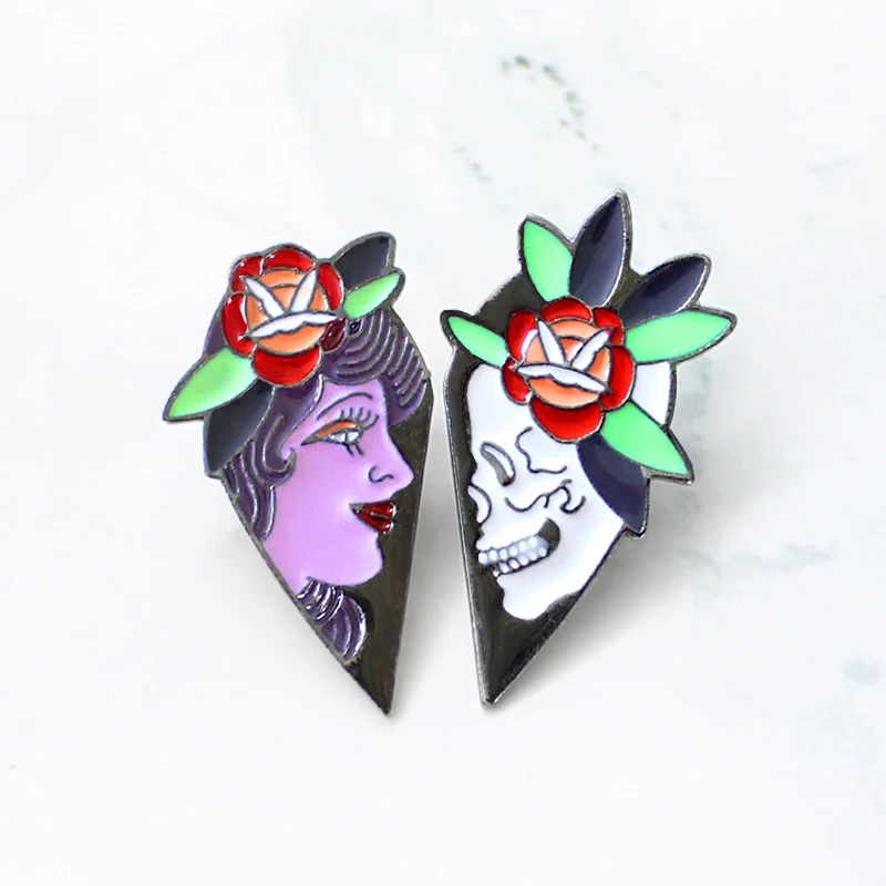 Личность Творческая в форме сердца женщина Роза брошь из двух частей строчки