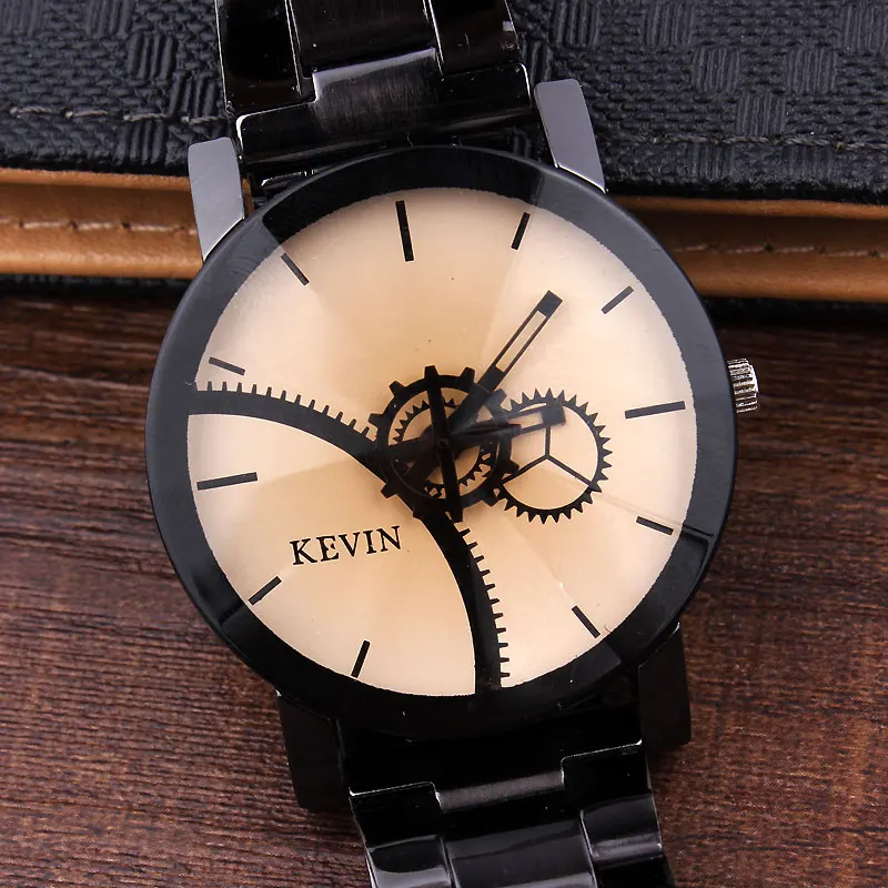 Уникальные часы KEVIN gear с циферблатом мужские и женские ремешком из нержавеющей