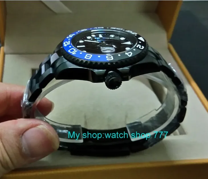 Sapphire crystal мужские часы 158A с автоматическим вращением вращающимся керамическим
