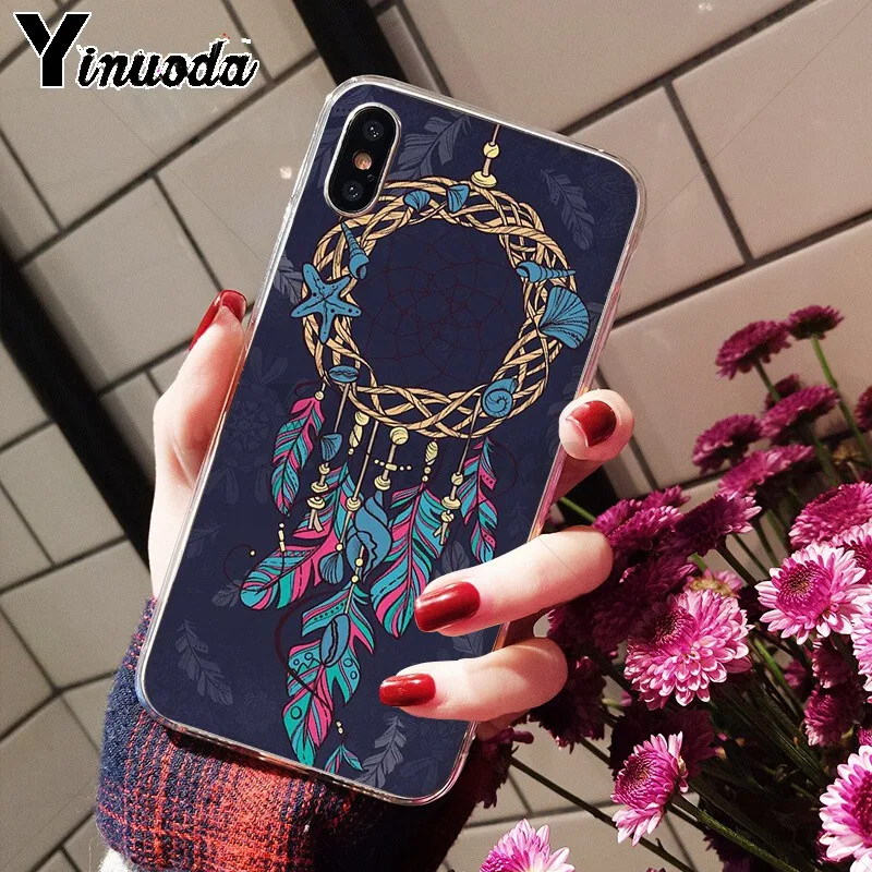 Yinuoda перо Ловец снов ТПУ Мягкий силиконовый чехол для телефона Apple iPhone 8 7 6 6S Plus X XS